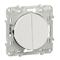 Włącznik światła podwójny DIY biały, Odace Style, Schneider Electric, S52D211