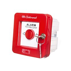 Wyłącznik alarmowy podtynkowy z zamkiem i młoteczkiem IP55 czerwony WAZP-1S Elektromet 921...