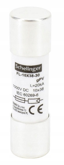 Wkładka topikowa zwłoczna cylindryczna bezpiecznikowa CH10 gPv 12A 1000V Schelinger A13-FL-10X38-12