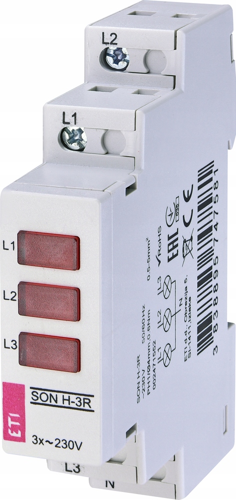 Lampka sygnalizacyjna kontrolna LED potrójna czerwona 400V 1P 3F SON H-3R ETI Polam 002471552