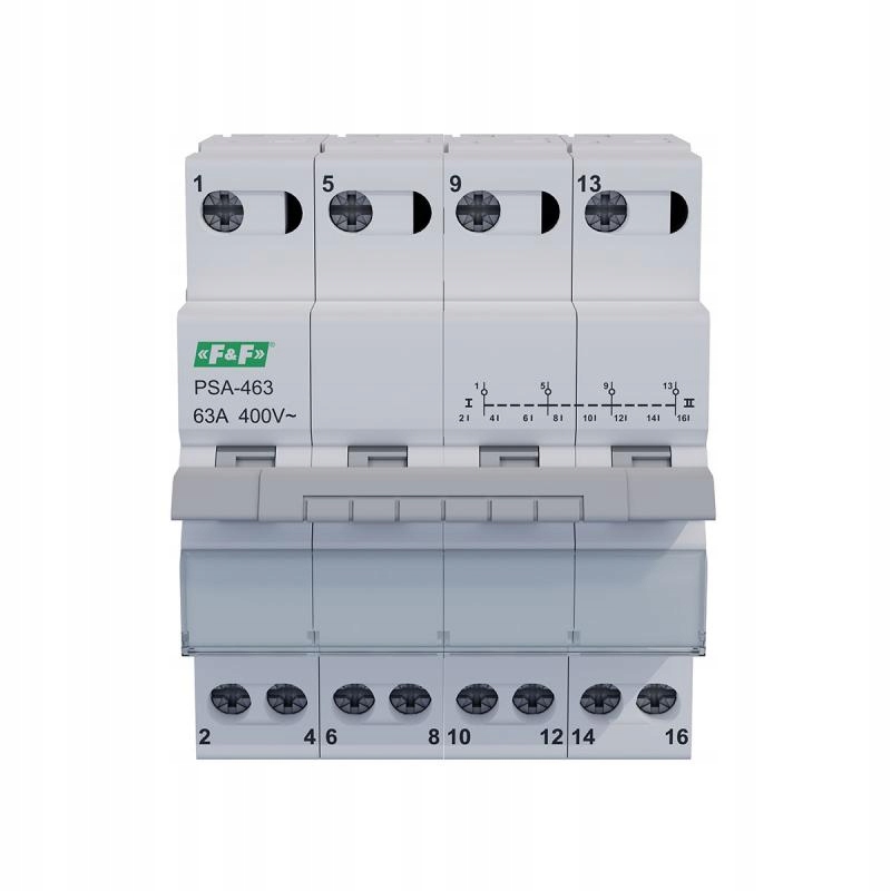 Przełącznik instalacyjny 4P 230/400V 63A F&F I-0-II sieć-agregat PSA-463