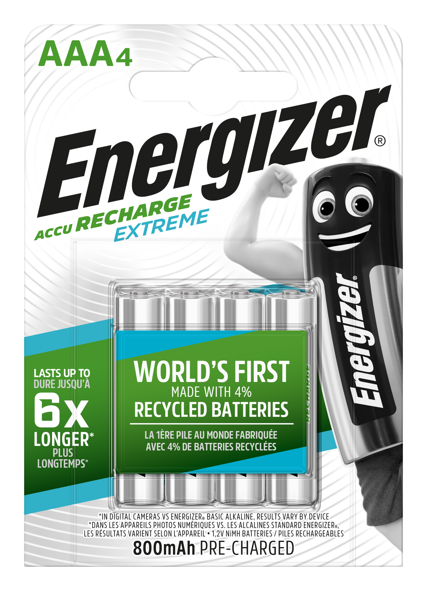 Akumulatorek niklowo-wodorkowy ENERGIZER EXTREME AAA 800mAh 4szt Energizer 7638900416879